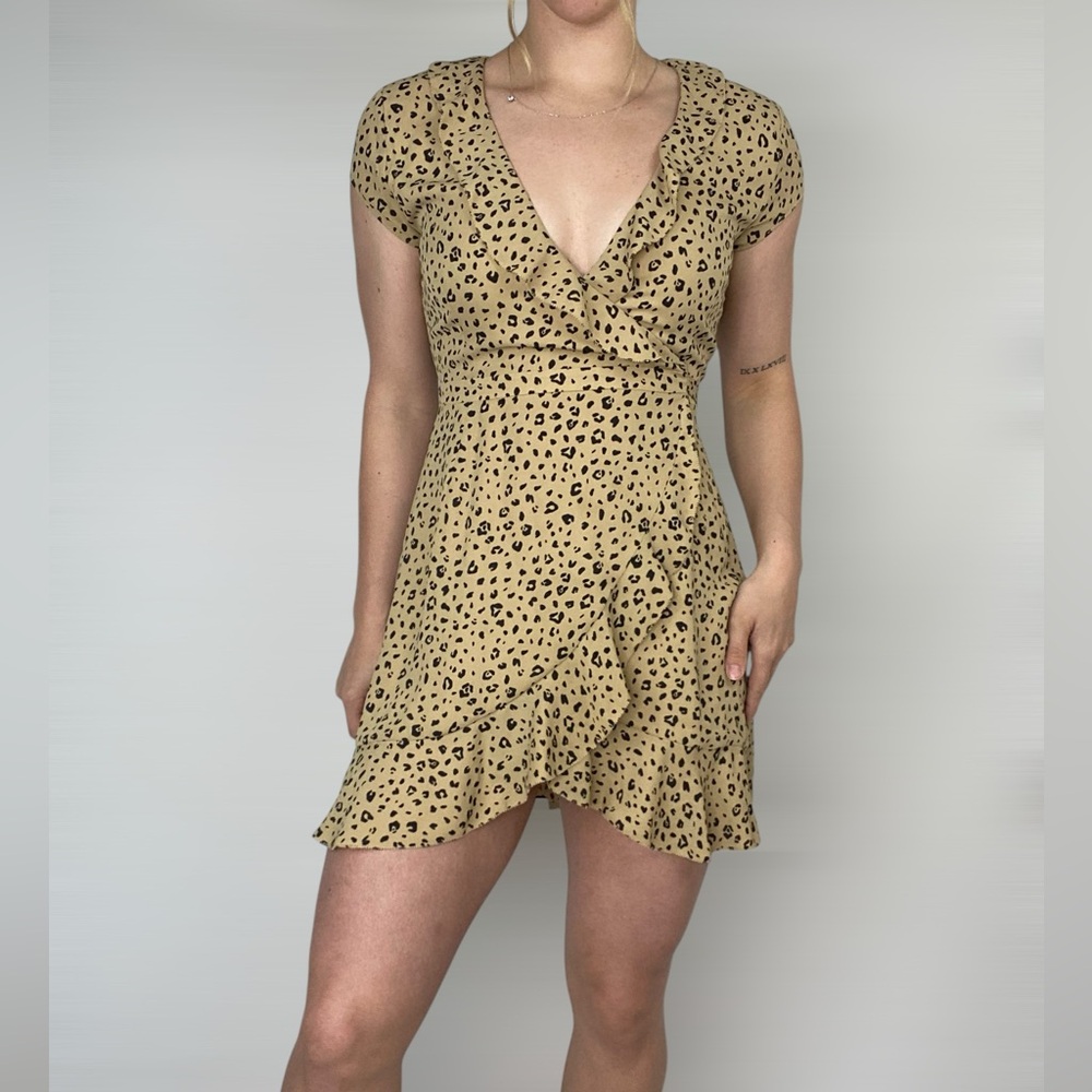Sunday Best Beige Leopard Print Mini Dress